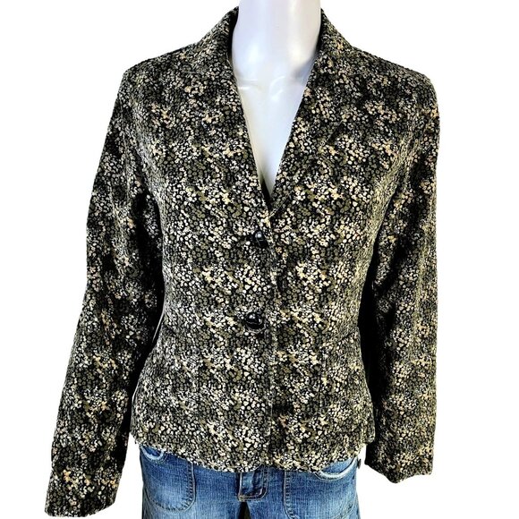 Gap Vintage Y2K Corduroy Blazer Jacket Women 8 Medium Suit Coat Brown Black Work - Picture 4 of 16